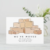 Moving Boxes Illustration We've Moved Moving Aankondiging (Staand voorkant)