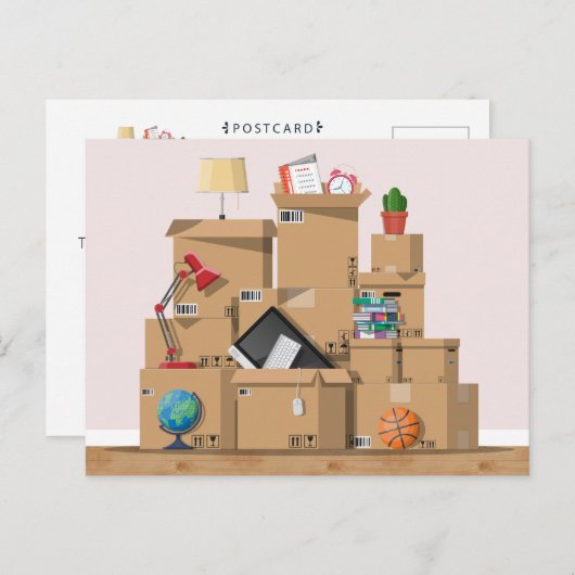 Moving Boxes New House Home Adres Aankondiging P (Voorkant / Achterkant)