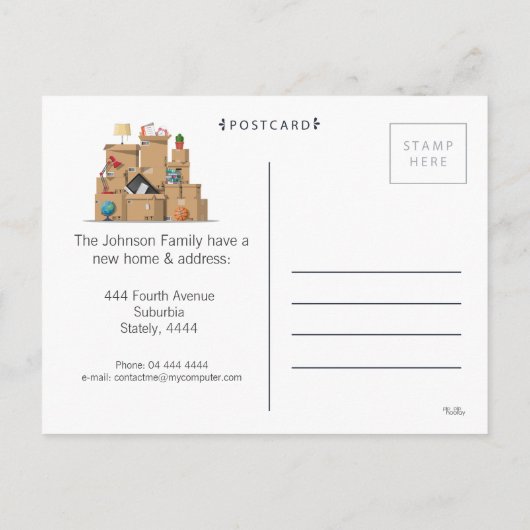 Moving Boxes New House Home Adres Aankondiging P (Achterkant)