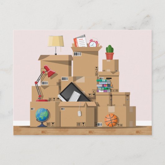 Moving Boxes New House Home Adres Aankondiging P (Voorkant)
