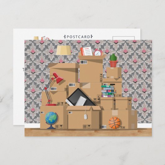 Moving Boxes New House Home Adres Aankondiging P (Voorkant / Achterkant)