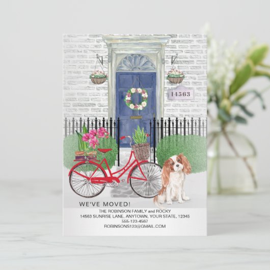 Moving Cavalier King Charles Bicycle New Home   Aankondiging (Staand voorkant)