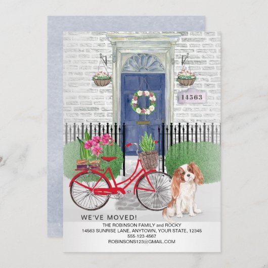 Moving Cavalier King Charles Bicycle New Home   Aankondiging (Voorkant / Achterkant)