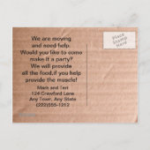 Moving Day Party briefkaart Werk voor eten? (Achterkant)