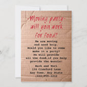 Moving Day Party uitnodiging Werk voor eten? (Voorkant)