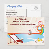 Moving New Address Beach Aankondigingskaart (Voorkant / Achterkant)