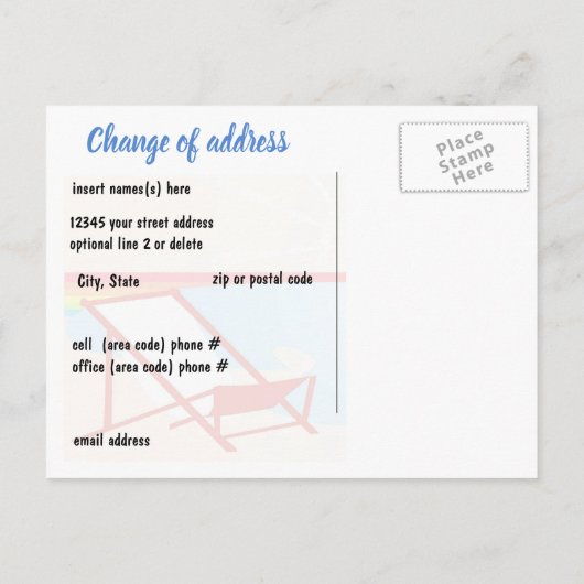 Moving New Address Beach Aankondigingskaart (Achterkant)