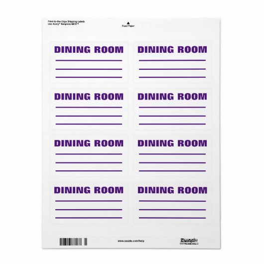 Moving Packing Organizing Labels - Dining Room (Full Sheet)