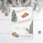 Moving Sleds Winter Snowman Bewegende Aankondiging