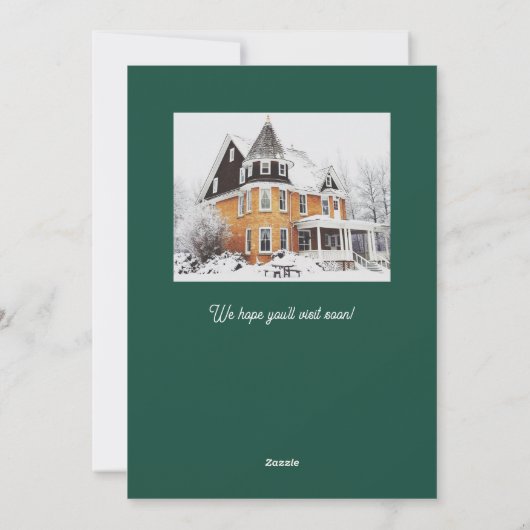 Moving Sleds Winter Snowman Bewegende Aankondiging (Achterkant)