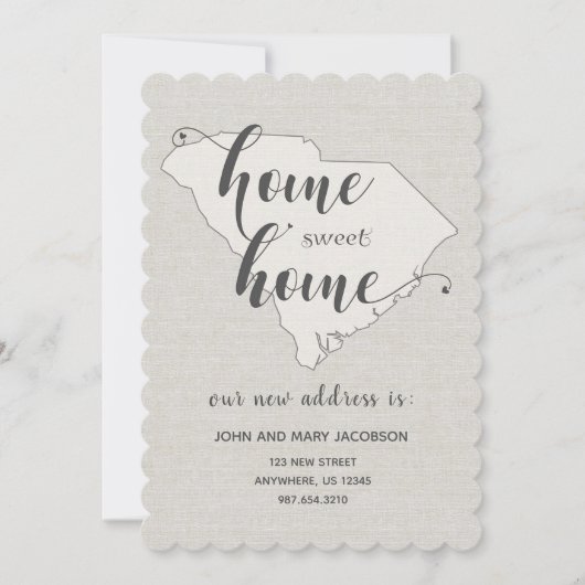 Moving to S Carolina New Address Home Sweet Home Kaart (Voorkant)