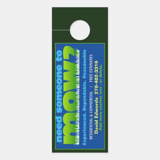 Mow Grass Lawn Care Business Flyer Deurhanger (Voorkant)