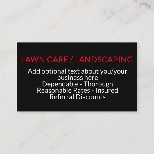 Mow. Landschapsontwerp van de zorg Aanpassing Visitekaartje (Achterkant)