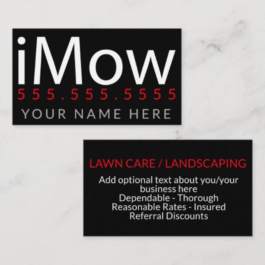 Mow. Landschapsontwerp van de zorg Aanpassing Visitekaartje (Voorkant / Achterkant)