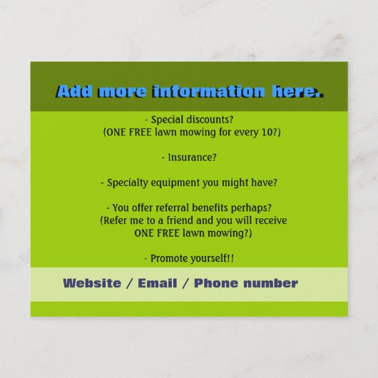 Mow Lawn Grass Care Landscaper SMALL DK Flyer (Achterkant)