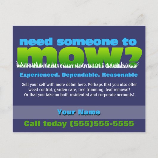 Mow Lawn Grass Care Landscaper SMALL DK Flyer (Voorkant)