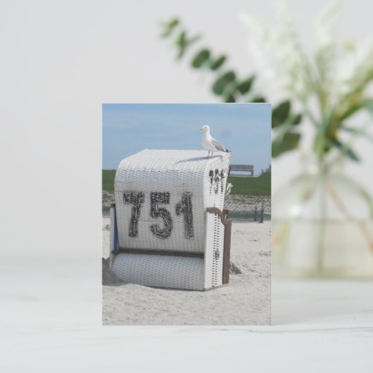 Möwe auf Strandkorb Briefkaart (Staand voorkant)