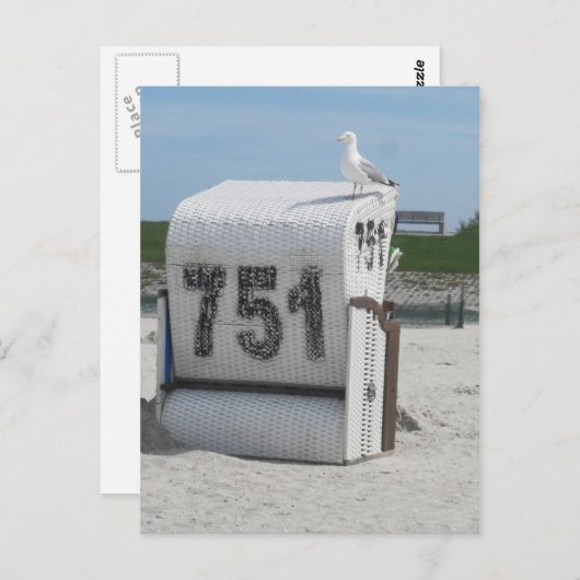 Möwe auf Strandkorb Briefkaart (Voorkant / Achterkant)