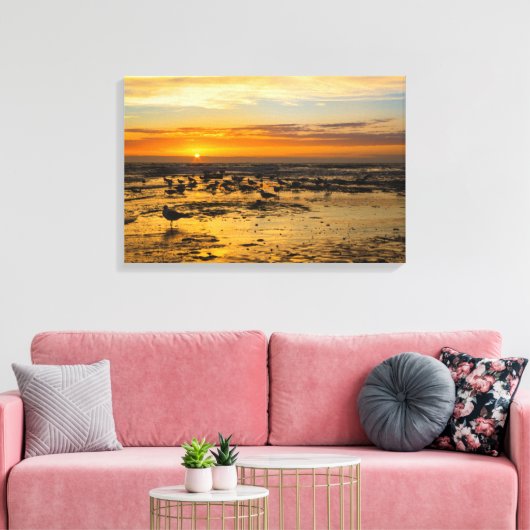 Möwen im Sonnenuntergang Canvas Afdruk (Insitu (Woonkamer))