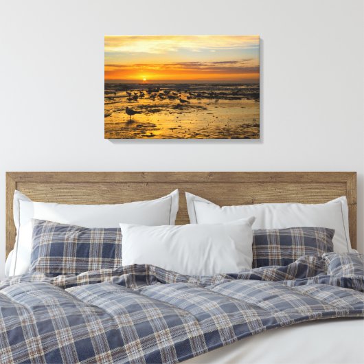 Möwen im Sonnenuntergang Canvas Afdruk (Insitu (Slaapkamer))