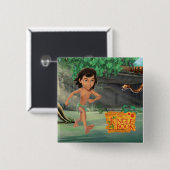 Mowgli 3 vierkante button 5,1 cm (Voorkant /achterkant)