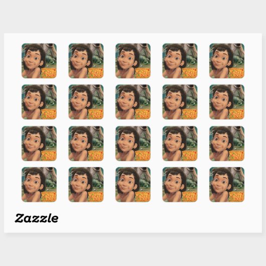 Mowgli 4 vierkante sticker (Vel)