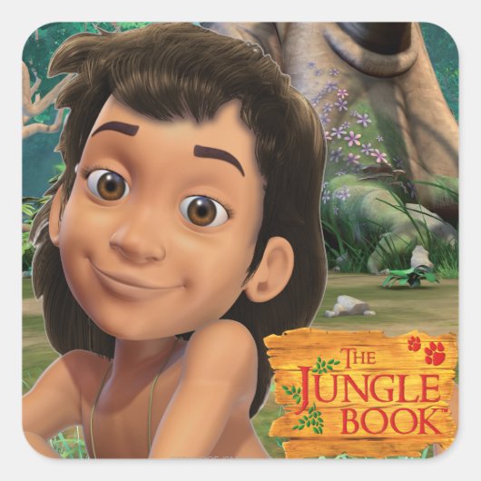Mowgli 4 vierkante sticker (Voorkant)