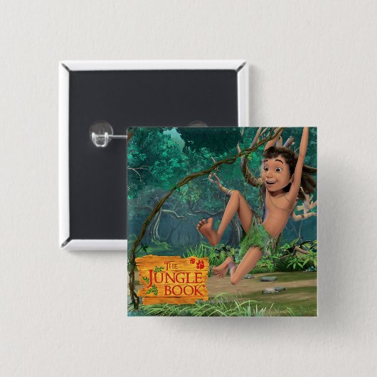 Mowgli 5 vierkante button 5,1 cm (Voorkant /achterkant)