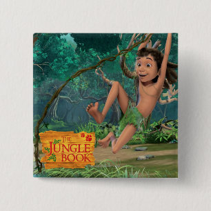 Mowgli 5 vierkante button 5,1 cm
