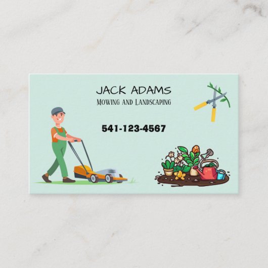 Mowing and Landscaping Business Card Visitekaartje (Voorkant)