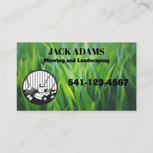 Mowing and Landscaping Business Card Visitekaartje (Voorkant)