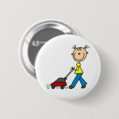 Mowing Grass Stick Figuur Button (Voorkant /achterkant)