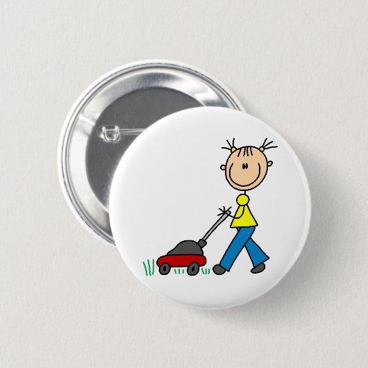 Mowing Grass Stick Figuur Button (Voorkant /achterkant)