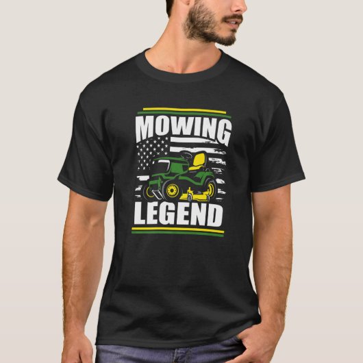 Mowing Legend Lawn Mower American Flag Fathers Da T-shirt (Voorkant)
