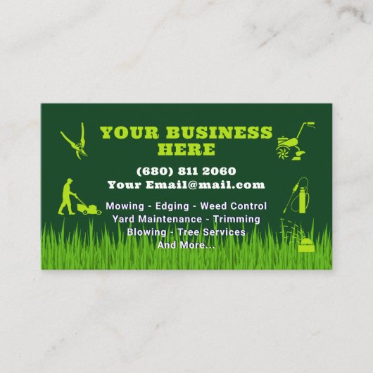 Mowing Service Business Card Lawn Care Visitekaartje (Voorkant)