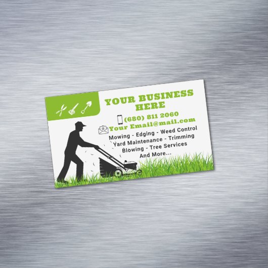 Mowing Service Visitekaartje Gardening Magnetisch Visitekaartje (Voorbeeld)