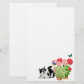 Moxie Cat & Butterflies Stationery Briefpapier (Voorkant / Achterkant)