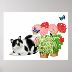 Moxie Cat en Butterflies Print
