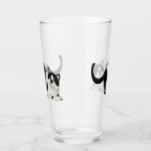 Moxie de zwarte witte kat Drink glas (Links)