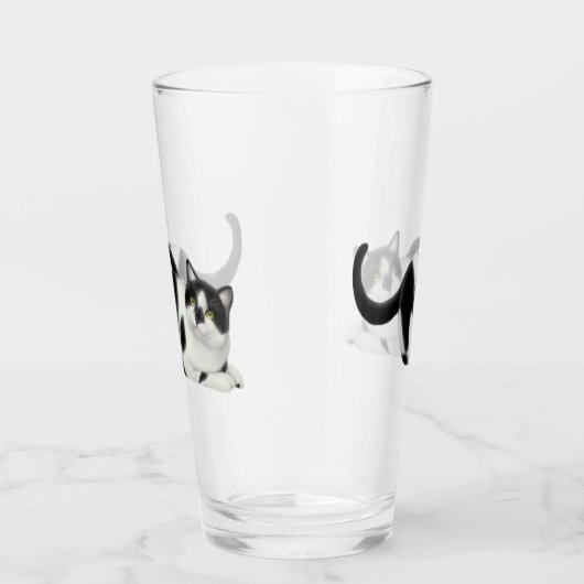 Moxie de zwarte witte kat Drink glas (Rechts)