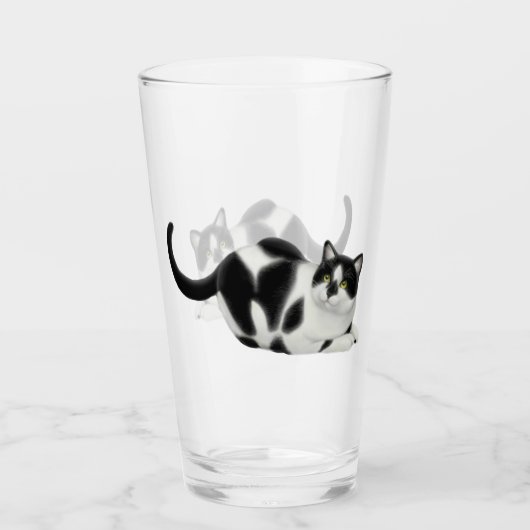 Moxie de zwarte witte kat Drink glas (Voorkant)