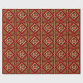 Mozaïek Abstract Bloemenkunst rood en bruin Cadeaupapier