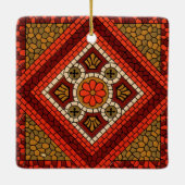 Mozaïek Abstract Bloemenkunst rood en bruin Keramisch Ornament (Achterkant)