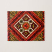 Mozaïek Abstract Bloemenkunst rood en bruin Legpuzzel (Horizontaal)