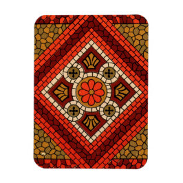 Mozaïek Abstract Bloemenkunst rood en bruin Magneet