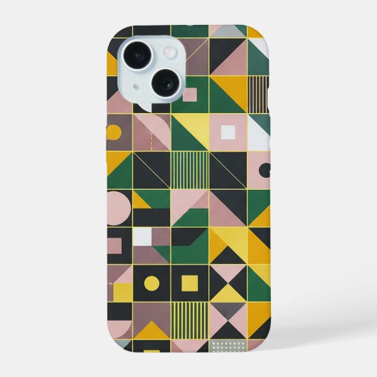 Mozaïek Abstract Geometrisch Patroon Design 1329 iPhone 15 Case (Achterkant)