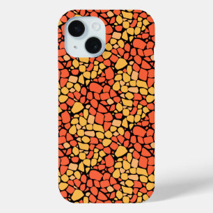 Mozaïek abstract patroon tegel geel oranje zwart iPhone 15 case
