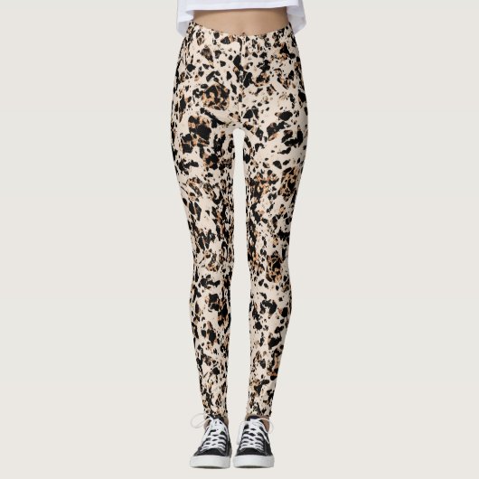 Mozaïek Abstract proefdier — Bruin zwart Tan Leggings (Voorkant)
