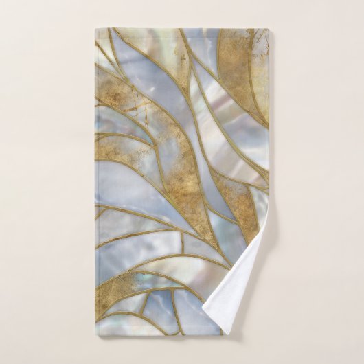 Mozaïek Abstracte kunst - Parel, maansteen en goud Bad Handdoek (Handdoek)