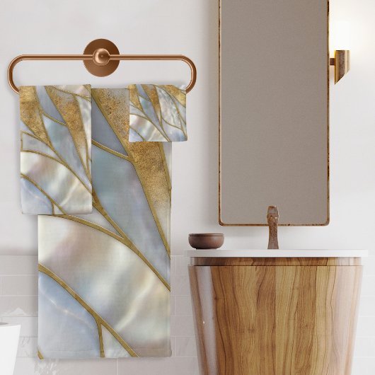 Mozaïek Abstracte kunst - Parel, maansteen en goud Bad Handdoek